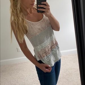 lace and sequin Express tank